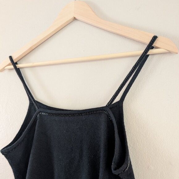 Tommy Hilfiger Black Y2K Spaghetti Strap Knit Top Beaded with‎ Ruffles Size SP - Picture 12 of 14